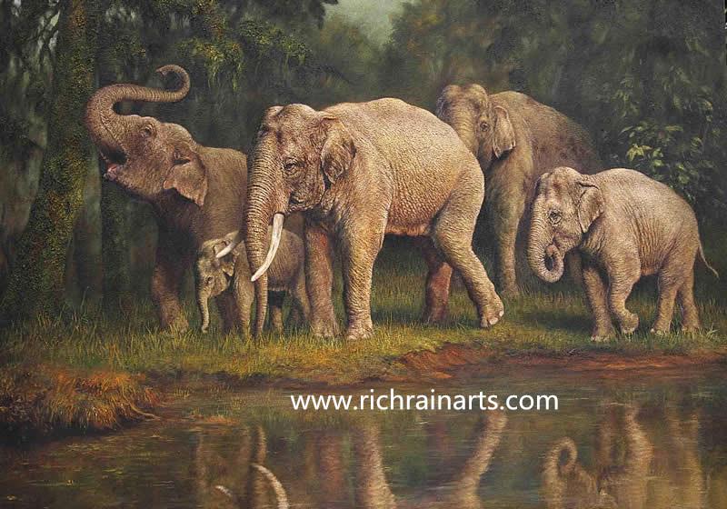elephant animal oil painting manufacturer.jpg