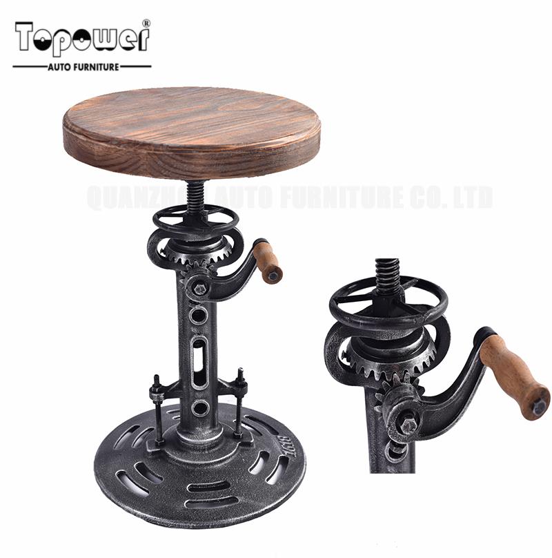 Extraordinary industrial wooden round seat bar stools in exterior house design