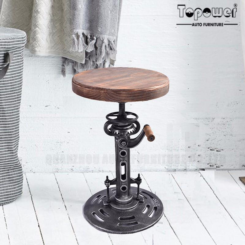  Extraordinary industrial wooden round seat bar stools in exterior house design