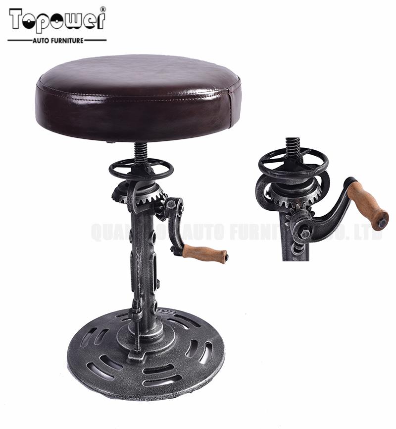 Industrial Leather/PU round seat adjustable swivel bar stools in exterior house design