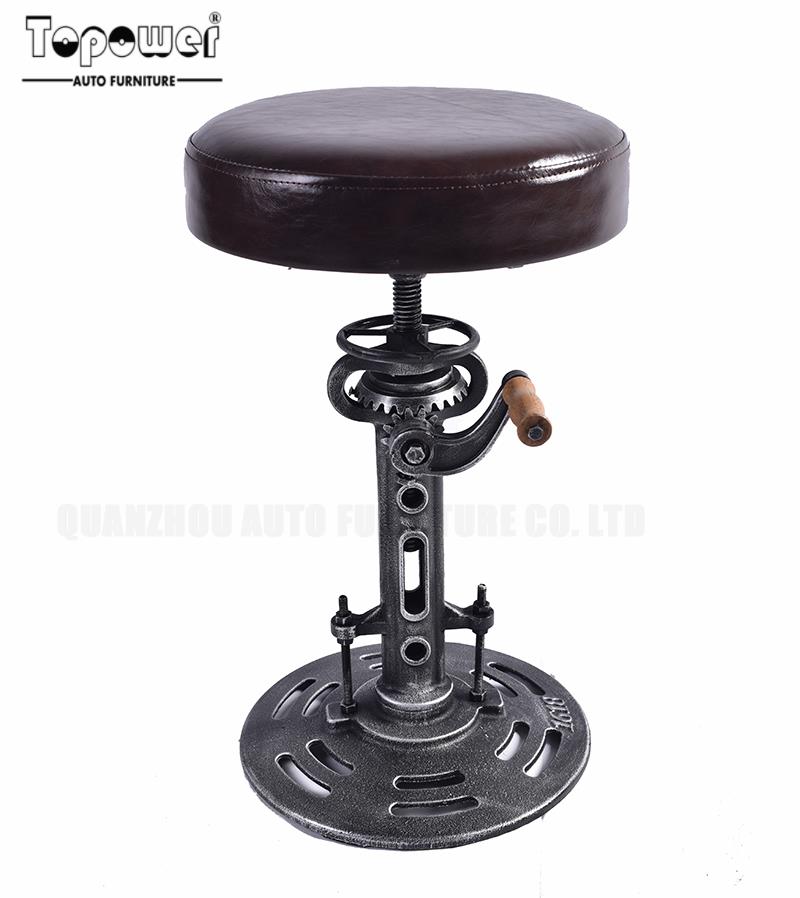   Industrial Leather/PU round seat adjustable swivel bar stools in exterior house design