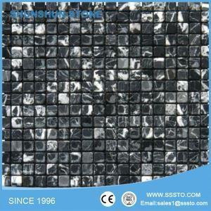 Tumbled Black Marquina Square Mosaic Tiles for Wall Decoration