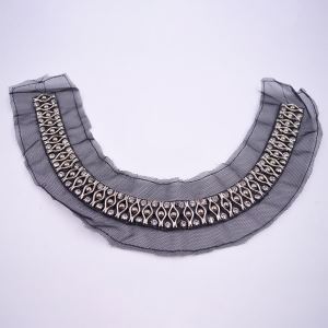 Wholesale Beaded Collar With White Acrylic Stones Neck Trim Sewn On Fabric