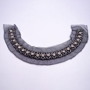 Wholesale Beaded Collar With White Acrylic Stones Neck Trim Sewn On Fabric