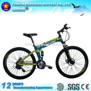 Factory 26 Inch Full Suspension 21 Speed Folding Mountain Bike with Disc Brake and Fork with Lock