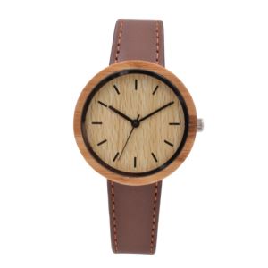 New Design Leather Strap Natural Oak Watch