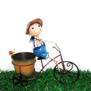 metal bicycle plant stand boy planter New design