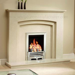 Stone Marble Fireplace Beige Color Fireplace as Home Decor