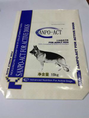 Block Bottom Valve Bag For Adult Dog Feed Nutrition 15kg Packing