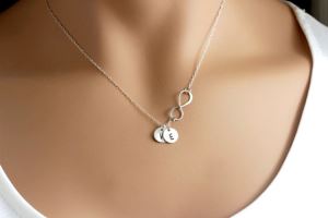 Personalized Initial Infinity Charm Necklaces Gold Silver Filled Charm Pendant Mothers Day Gift Necklace
