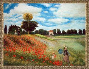Hand Painted Oil on Canvas Reproduction of A Famous Claude Monet Painting Poppy Field in Argenteuil