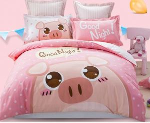 Pink pig Print Cartoon Bedding Sets For Teens Girls