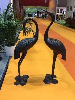 New Design!! Antique Bronze Garden Crane Pair Statue Cast Aluminum Garden Cranes