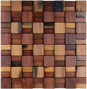 HMK17_Wooden Mosaic 3D Brown Wall Decorative Tiles