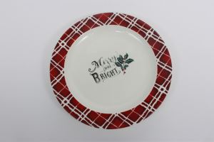 Appliqued ECO-Friendly Christmas-themed Ceramic Round Dinner Plates