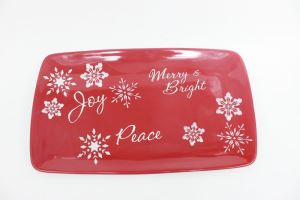 Snowflake Appliqued Christmas-themed ECO-Friendly Ceramic Serving Trays