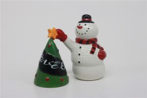 Ceramic Snowman Shape and Christmas Tree Shape Salt and Pepper Shaker Sets
