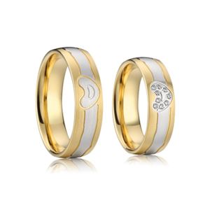 Wholesale Latest Gold Mens 316L Stainless Steel Rings with CZ Diamonds