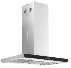 Black Glass Island Range Hood with One or Two Finger Touch Switches