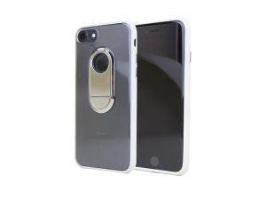 Ultra Thin iPhone 7 Clear Hard PC Cover With Metal Stand In Back