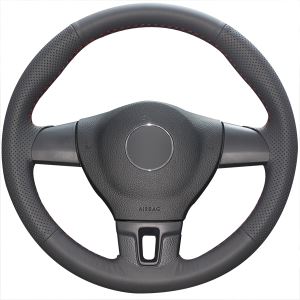 Black Leather Full Steering Wheel Covers For Volkswagen VW Tiguan/Lavida/ Touran