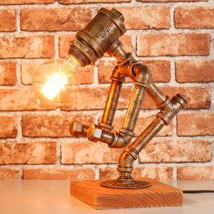 American Rustic Industrial Retro Style Antique Copper Color Steel Water Pipe Encouraged Robot Sports Man Table Lights Bedside Café Shop Ornamental Lamps One Bulb #BT16-0815
