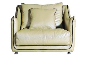 Comfortable Full Top Imported Grain Leather Upholstery with Brushed Stainless Steel Frame Sofa Set