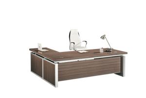Modern Office Boss Desk with Fixed Cabinet and Movable 3-drawer