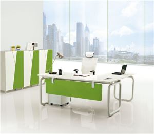 L-Sharp Manager Table with Modern Design Metal Legs and Mobile Cabinet