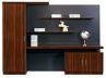Modern Office Cabinet with Open Shelf and Aluminum Handle