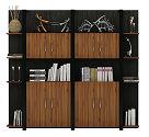 Walnut and Ebony Office Bookcase with Cabinet