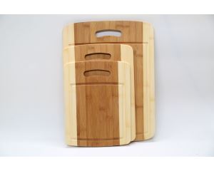 3 Piece Bamboo Cutting Board Set with Juice Groove and Handle
