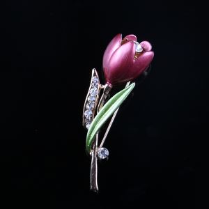 Tulip Brooch Handmade Drop Oil Flower Ladies Wear Corsage Brooch