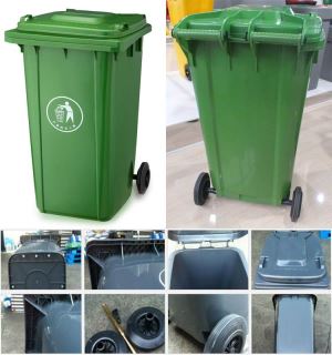 240L HDPE Plastic Dustbin with Wheels Outdoor
