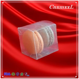 Custom Small Square clear Plastic folded boxes Macaron Plastic Box cake food packaging