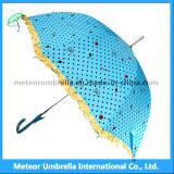 Kids Sun Umbrellas Cute Blue Flower Rain Umbrellas Long Handle Auto Open Rain Umbrellas