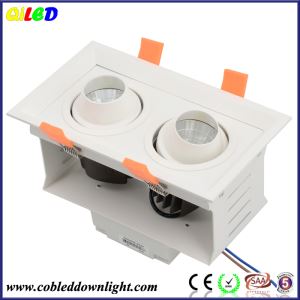 Two head 25w rectangular cob led adjustable grille downlight
