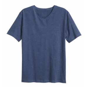 Spring Summer Short-sleeved V-Neck Basic Cotton T-Shirt for Men