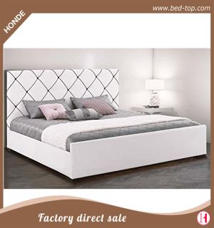 Modern White High Soft Headboard Synthetic Leather Bed