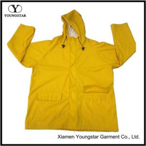 Yellow Color PVC / Polyester Long Rainwear / Rain Wear For Adult