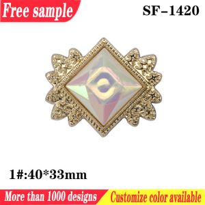 UV Plating Square Shaped Shoes Plastic Flower Decorative Clips with Logo Rectangle Type Acrylic Buckle for Woman Sandals