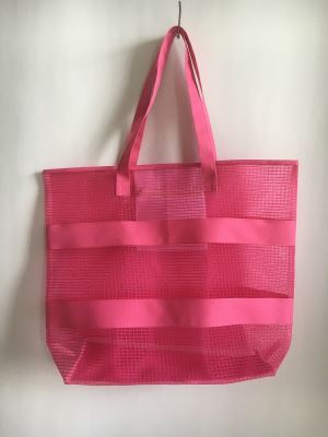 New Fashion Summer Swiming Mesh Polyester 600D Stripes Beach Tote Bag Wash Bag