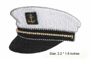 Navy Cap Embroidery Sewing Patch With Glue Backing Side