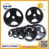 Three Holes Cast Iron Rubber Coated Barbell Weight Plate For Fitness Weight Lifting