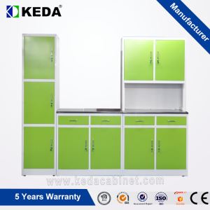 Green Color Luxurious Metal Kitchen Cabinet at Good Price