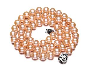 Factory Price Good Quality Golden Pink Times 6-8mm Round A1AA1A Freshwater Natural Pearl Necklace