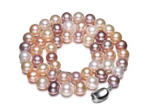 High Quality Fashion Round Pearl Necklace 6-7mm Slight Flaws Mixed Color Natural Freshwater Pearl Strands