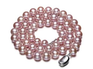 Wholesale Purple Pearl Necklace AAA 8-9mm Round Freshwater Pearl Popular Women Jewelry Tiny Blemish