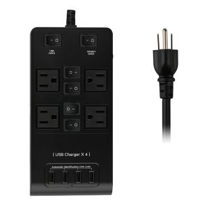 4 AC Outlets Power Strip USB US Plug