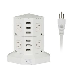 White Tower USB Surge Protector Power Strip